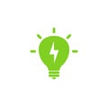 Eco green energy icon signs isolated on bulb shape