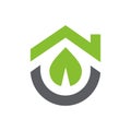 Eco green home logo icon, house and leaf symbol, isolated on white background Royalty Free Stock Photo