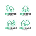 Eco Green House modern line logo vector design set. Royalty Free Stock Photo