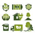 Eco green isolated icons reusing reducing and recycling saving ecology