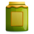 Eco green jam jar icon, cartoon style Royalty Free Stock Photo