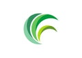eco green logo, circle leaves grass nature plant symbol design vector Royalty Free Stock Photo