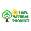 Eco green natural product logo with trees and sun on a white background. Environmental abstract design natural Royalty Free Stock Photo