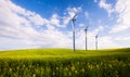 Eco green power station, wind turbines Royalty Free Stock Photo