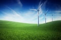 Eco green power station, wind turbines Royalty Free Stock Photo