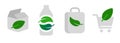 Eco green shopping experience cardboard bottle shopping bag cart with leaf icon reusable bio degradable