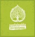 Eco Green Sustainable Living Creative Organic Vector Banner Concept On Rough Background