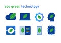 Eco green tech technology of low power server micro chip cloud datacenter smartphone icon set Royalty Free Stock Photo