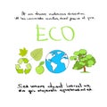 Eco Hand Draw Icon Set Green Logo Collection Royalty Free Stock Photo