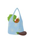 Eco handbag with vegetables flat vector illustration