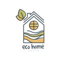 Eco home logo design, ecologic home sign with green leaf vector Illustration on a white background