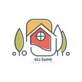 Eco home logo design, ecologic home sign with green trees vector Illustration on a white background