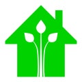 Eco house - green home icon - green, isolated - vector Royalty Free Stock Photo