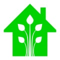 Eco house - green home icon - green, isolated - vector Royalty Free Stock Photo