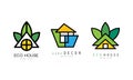 Eco House Home Decor Logo Design Templates Set, Real Estate, Construction Company, Architect Bureau Green Badge Flat Royalty Free Stock Photo