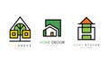 Eco House Home Design Green Logo Design Templates Set, Real Estate, Construction Company, Architect Bureau Badges Flat Royalty Free Stock Photo