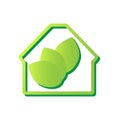 Eco House icon. Home with green leafs inside. Ecology concept. Vector illustration. Royalty Free Stock Photo