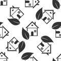Eco House icon seamless pattern on white background Royalty Free Stock Photo