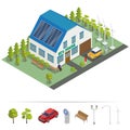 Eco House. Isometric Building. Alternative Energy Royalty Free Stock Photo