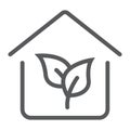 Eco house line icon, real estate and home, ecology