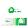 Eco House logo. Real Estate emblem. Innovation technology of building. Construction, property company emblem.