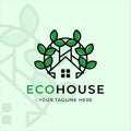 eco house logo vector illustration template icon graphic design. building and architecture with leaf nature for business and Royalty Free Stock Photo