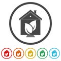 Eco house ring icon color set