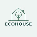 Eco house vector logo design. House with tree modern logotpe. Real estate logo template.