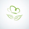 Eco icon green butterfly symbol Lines of a silhouette of a butterfly over a leaf on a light background Modern graphic design logo Royalty Free Stock Photo