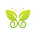 Eco icon green butterfly symbol. Vector illustration isolated on the light background. Fashion graphic design. Beauty concept. Viv Royalty Free Stock Photo