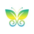 Eco icon green butterfly symbol. Vector illustration isolated on the light background. Fashion graphic design. Beauty concept. Viv Royalty Free Stock Photo