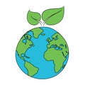 Eco icon of a leaf on a planet Royalty Free Stock Photo
