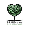 Logo tree heart with green leaves. Royalty Free Stock Photo