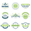 Eco icons, labels set. Organic tags. Natural product elements. V Royalty Free Stock Photo