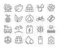 20 Eco icons. Nature and Ecology line icon set. Vector illustration. Editable stroke. Royalty Free Stock Photo
