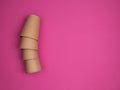 Eco Kraft paper utensils on a pink background Royalty Free Stock Photo