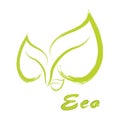 Eco label vector, round emblem, painted icon for natural products packaging, clothing and food pack. Eco sign