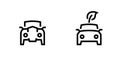 Eco leaf electric car icons. Editable Vector Outline.