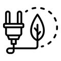 Eco leaf electric plug icon, outline style