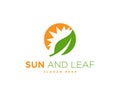 Eco Leaf Sun Logo Icon Design. Royalty Free Stock Photo