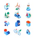 Eco lifestyle - modern colorful isometric icons set