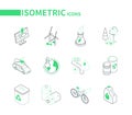 Eco lifestyle - modern line isometric icons set