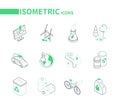 Eco lifestyle - modern line isometric icons set
