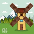 Eco lifestyle windmill rural energy clean landscape