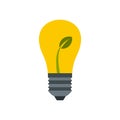 Eco light bulb icon, flat style Royalty Free Stock Photo