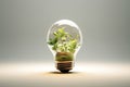 eco light bulb with leaf . environmental