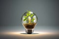 eco light bulb with leaf . environmental