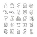 Eco line icon set with eco friendly fuel station, factory, pollution