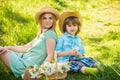 Eco living. Love and respect motherland. Weekend leisure. Explore nature. Mother and son relaxing. Spring holiday. Good Royalty Free Stock Photo