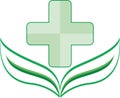 Eco logo clinic green with a leaf at the base